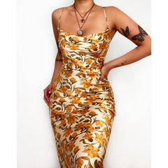 Lakeshore Printed Slip Midi Dress - Yellow