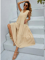 Braxton Cotton Pocketed Tiered Midi Dress