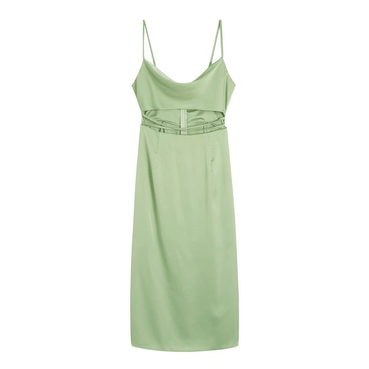 Kizzie Satin Cutout Maxi Dress - Sage - FINAL SALE