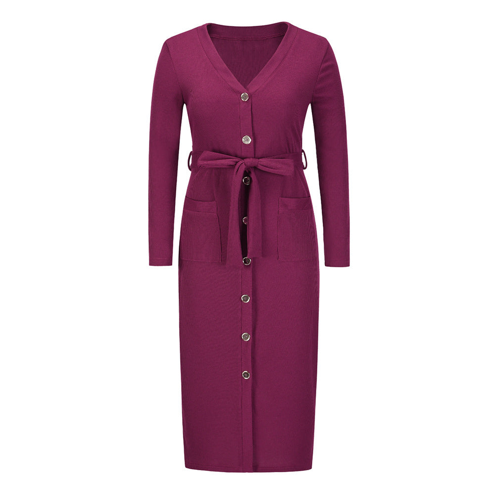 Sakura Ribbed Knit Midi Dress - Mulberry