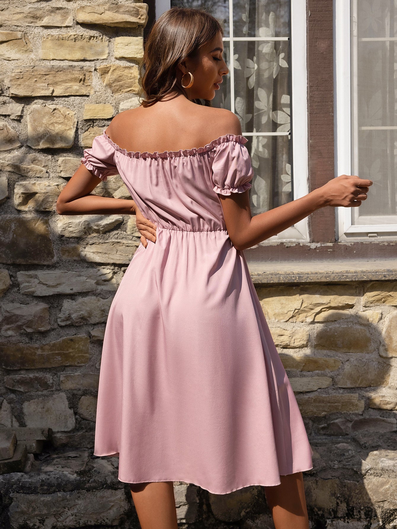 Mathis Pocketed Off The Shoulder Puff Sleeve Dress