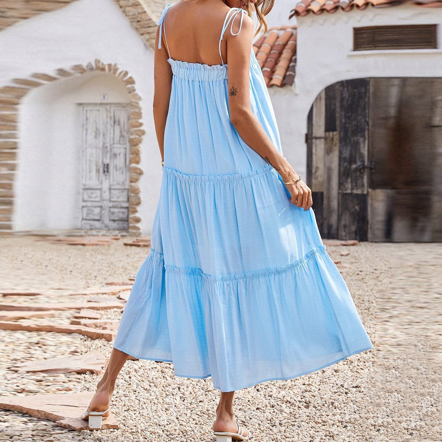 Tru Tiered Ruffle Maxi Dress - Powder Blue - FINAL SALE