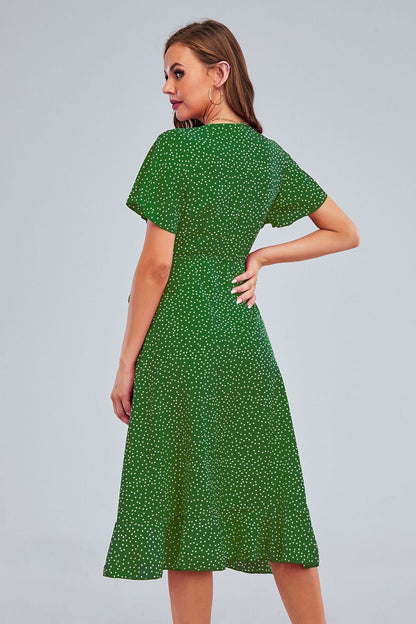 Rejoice Metallic Detailed Wrap Maxi Dress - Green - FINAL SALE