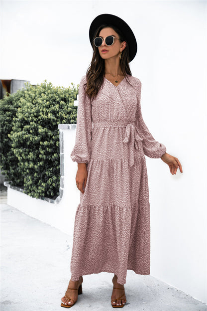 Sanibel Swiss Dot Boho Maxi Dress - Marsala