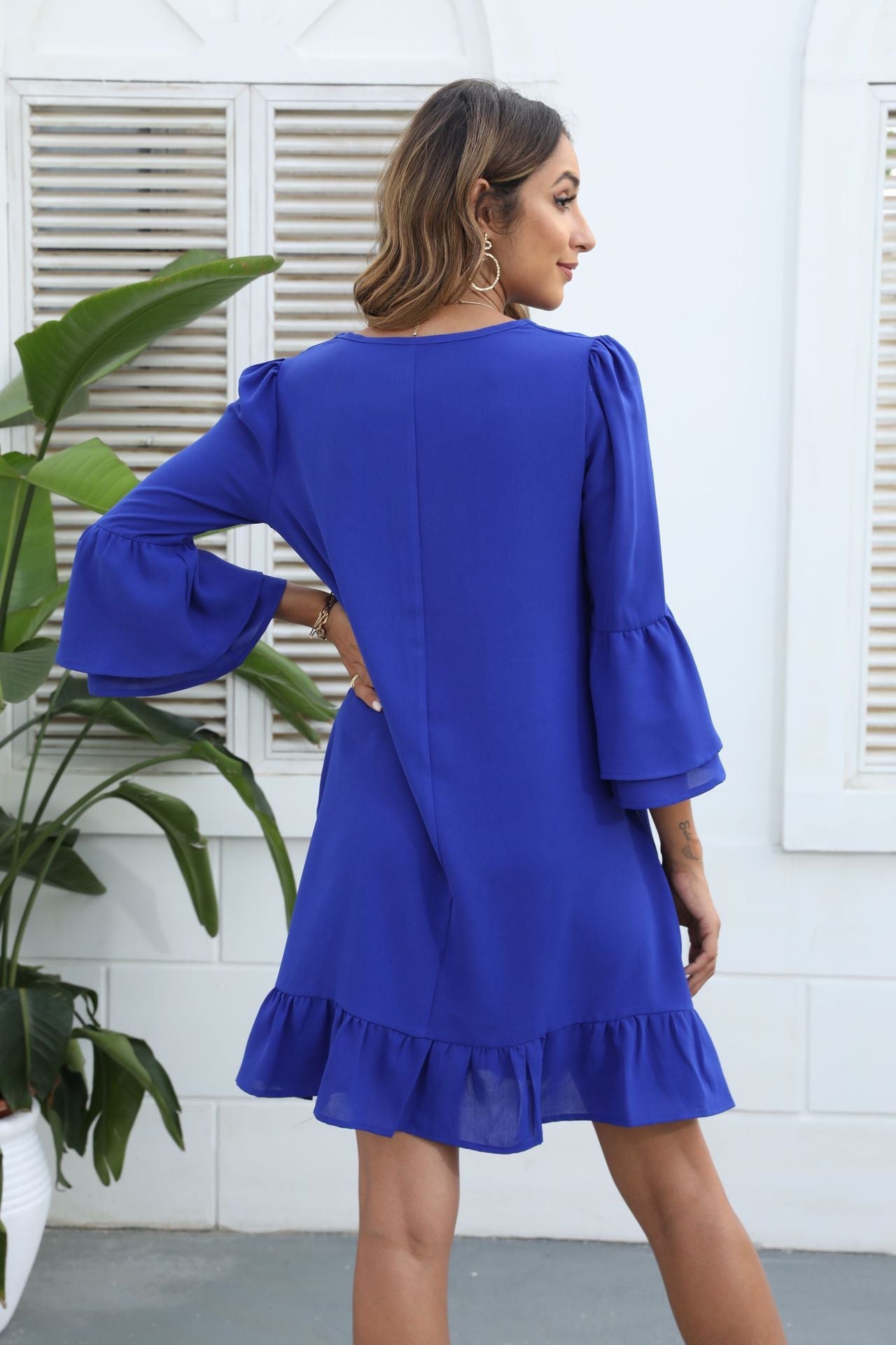 Call Me Angel Textured Satin Dress - Royal Blue