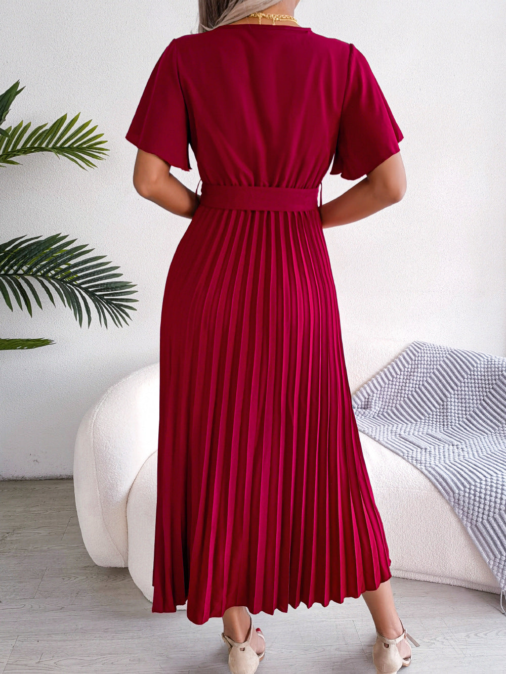 Marlene Pleated Wrap Midi Dress