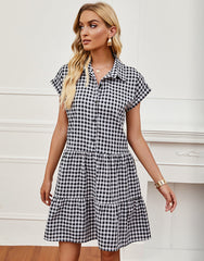 Dooley Plaid Button Down Babydoll Dress
