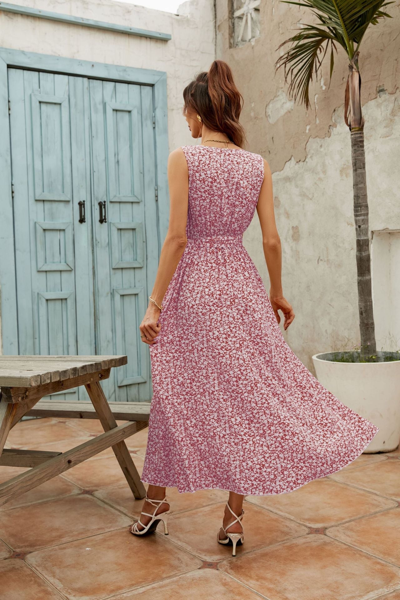 Trystan Floral Crochet Tiered Maxi Dress - Coral