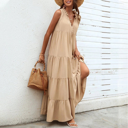 Good As Gold Tiered Tassel Midi Dress