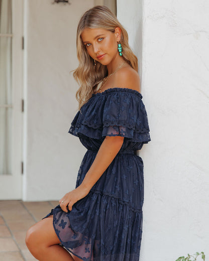 Panache Off The Shoulder High Low Maxi Dress - Navy