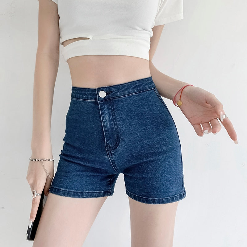 KittenAlarm - Women Shorts Sexy Jeans Peach 2024 Summer New Mini Elegant Lady Skinny Denim Shorts Female Casual Cycling Short Harajuku