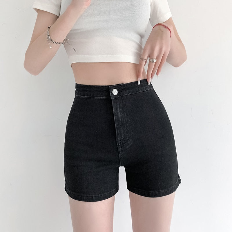 KittenAlarm - Women Shorts Sexy Jeans Peach 2024 Summer New Mini Elegant Lady Skinny Denim Shorts Female Casual Cycling Short Harajuku