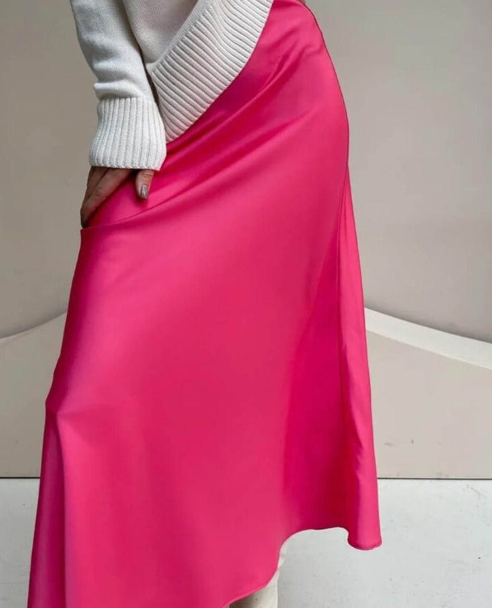 SATIN MIDI SKIRT