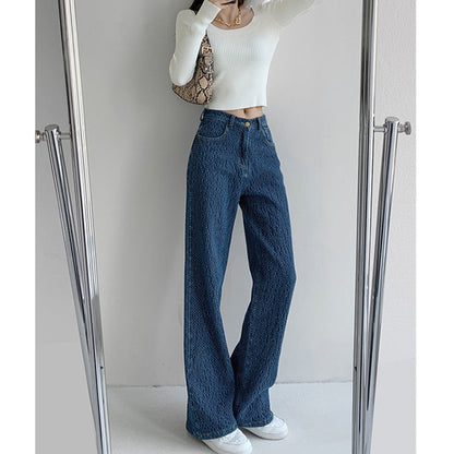 KittenAlarm - Women Jeans High Waist Casual Streetwear y2k Baggy Office Lady New Fashion Korean Denim Trousers Female Straight Wide Leg Pants