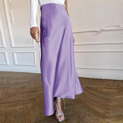 SATIN MIDI SKIRT