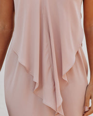 Such A Flirt Halter Ruffle Dress - Beige