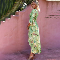 Israella Floral Wrap Maxi Dress - Sage - FINAL SALE