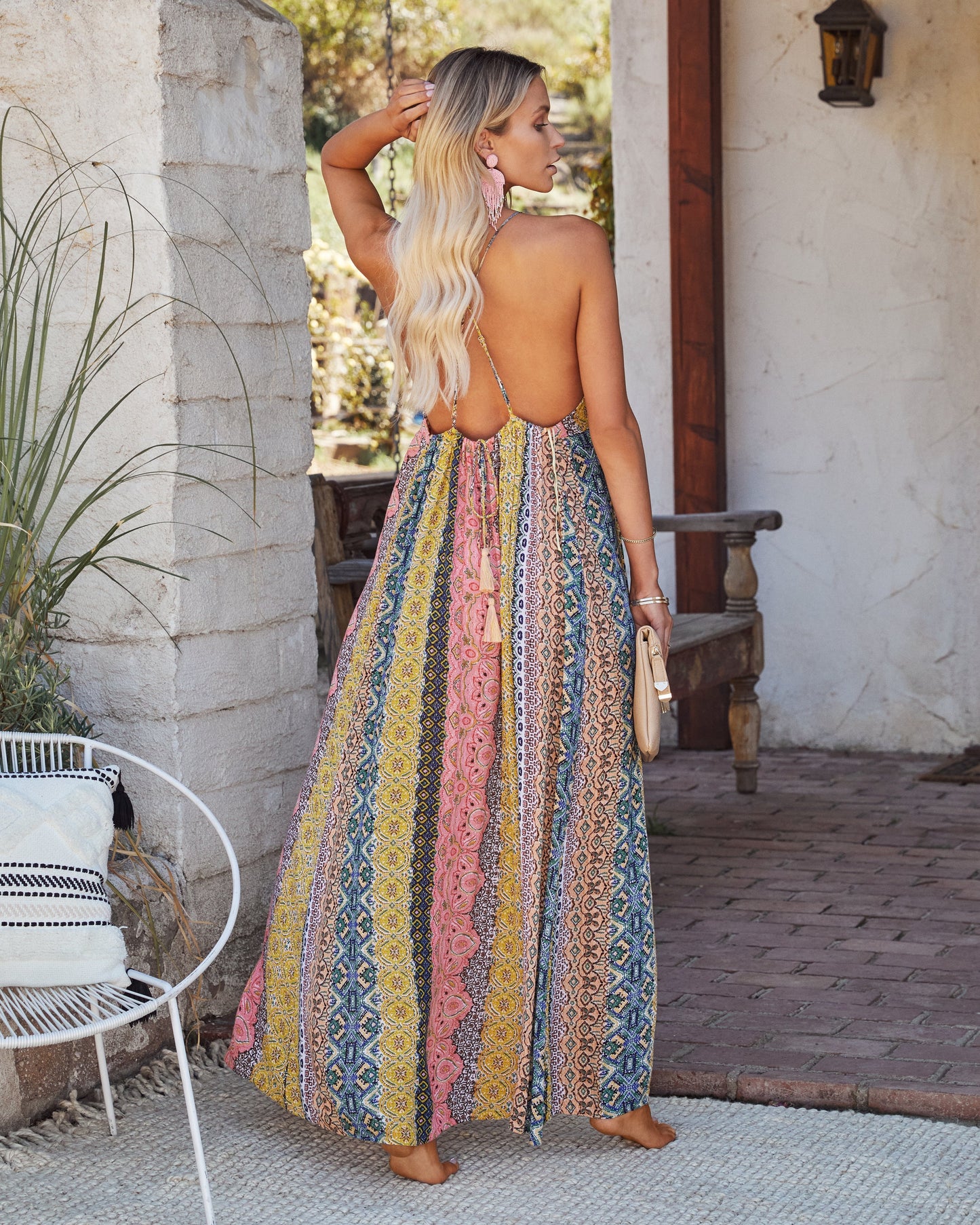 PREORDER - Turks + Caicos Printed Shimmer Maxi Dress - Pink Multi