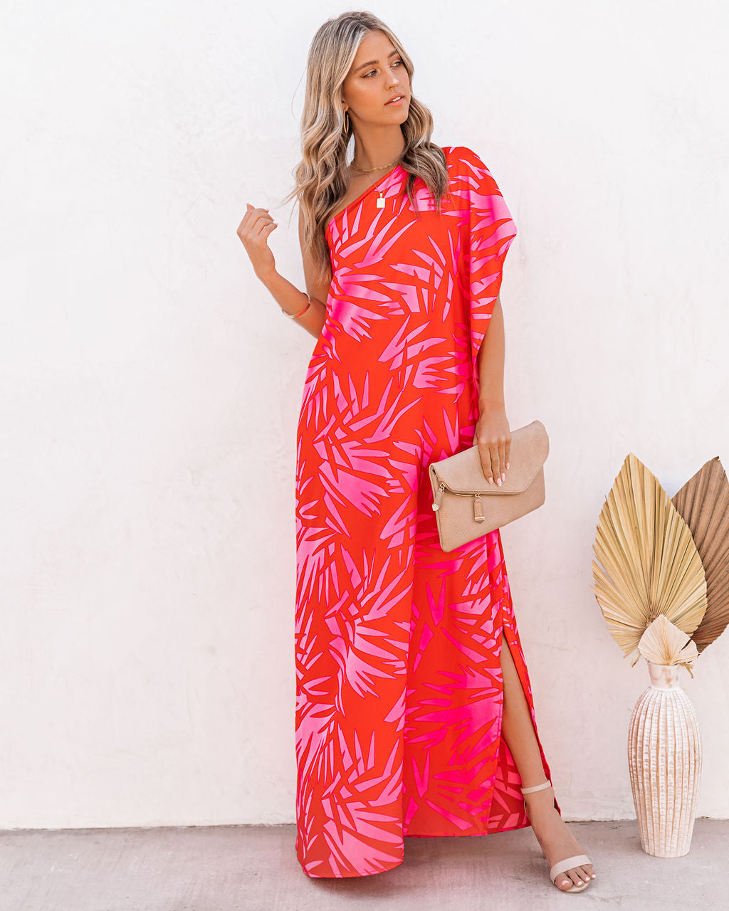 Tropical Bliss One Shoulder Statement Maxi Dress