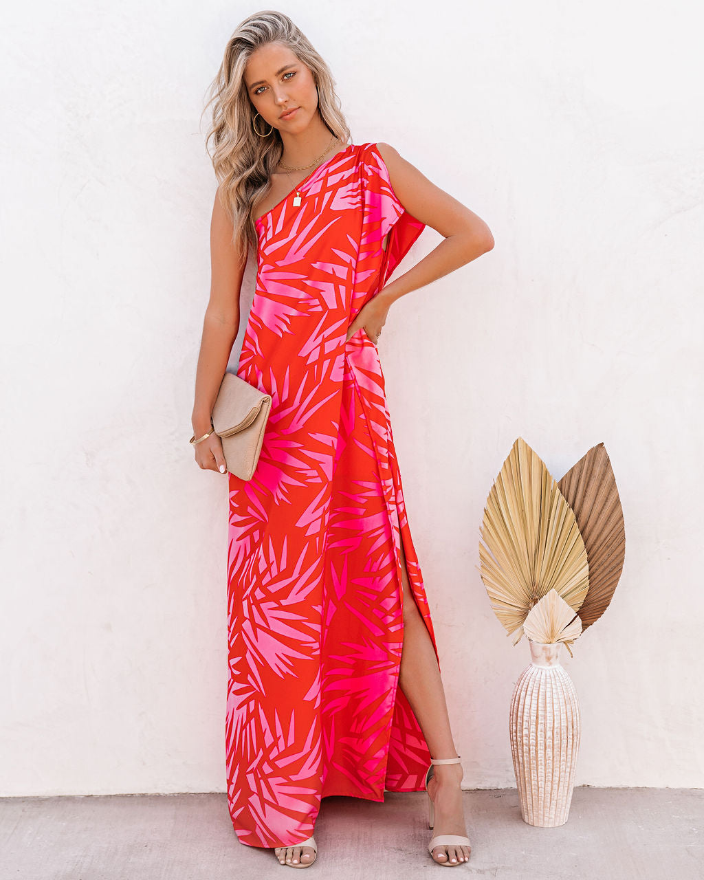 Tropical Bliss One Shoulder Statement Maxi Dress