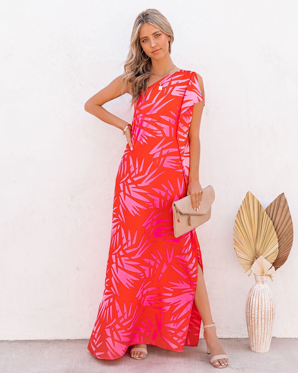 Tropical Bliss One Shoulder Statement Maxi Dress