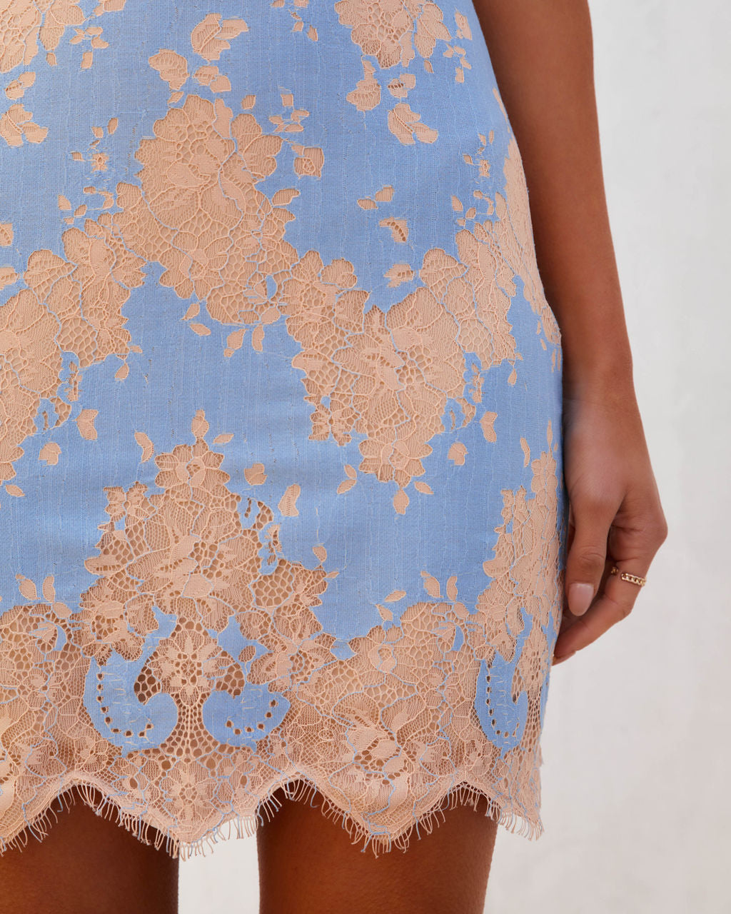 KittenAlarm - PREORDER - Aries Lace Dress - Blue/Nude