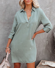 Artessa Paint Splatter Pocketed Tencel Shirt Dress