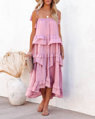 Brisbane Tiered Tassel Midi Dress - Mauve