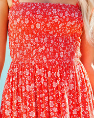 Claira Floral Tie Strap Maxi Dress - Orange