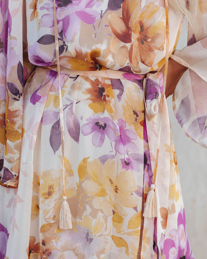 Damaya Floral Chiffon Tassel Dress