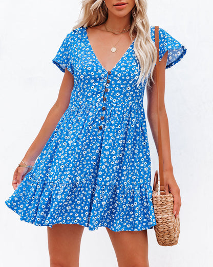 Dive Deep Button Down Babydoll Dress