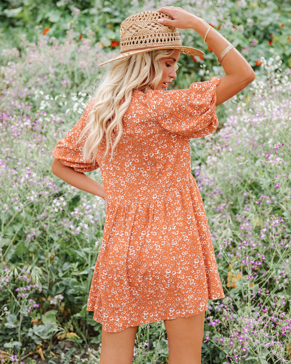 Faded Memories Floral Puff Sleeve Babydoll Tunic