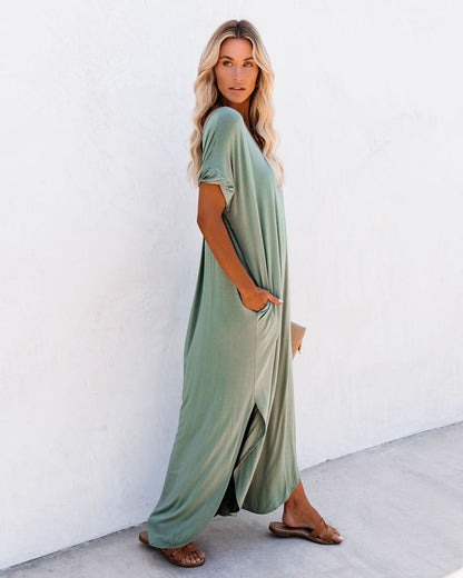 Farmers Market Pocketed Modal Maxi Dress - Dark Sage