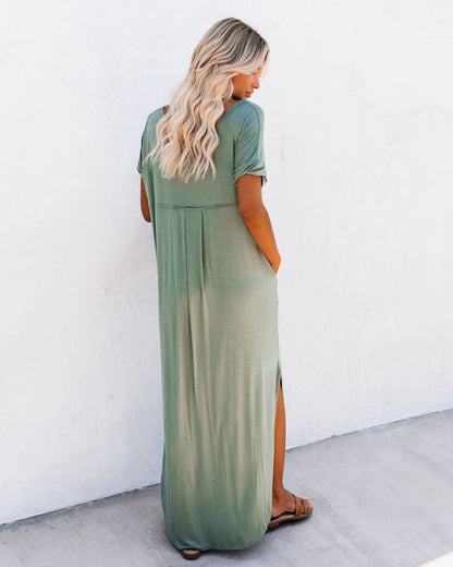 Farmers Market Pocketed Modal Maxi Dress - Dark Sage