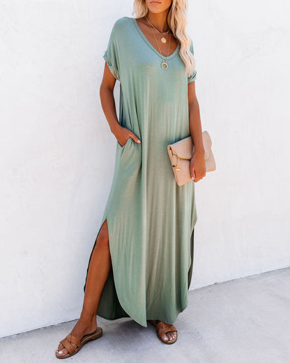 Farmers Market Pocketed Modal Maxi Dress - Dark Sage