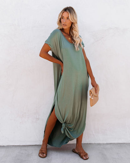 Farmers Market Pocketed Modal Maxi Dress - Dark Sage