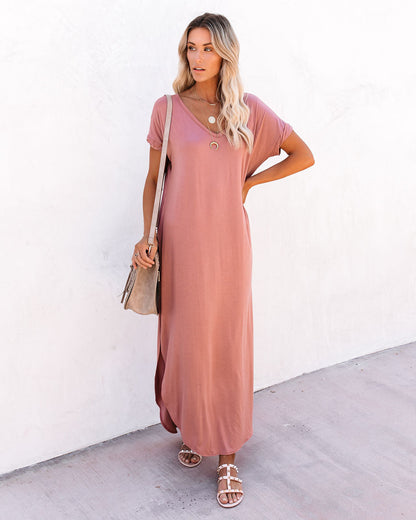 Farmers Market Pocketed Modal Maxi Dress - Marsala