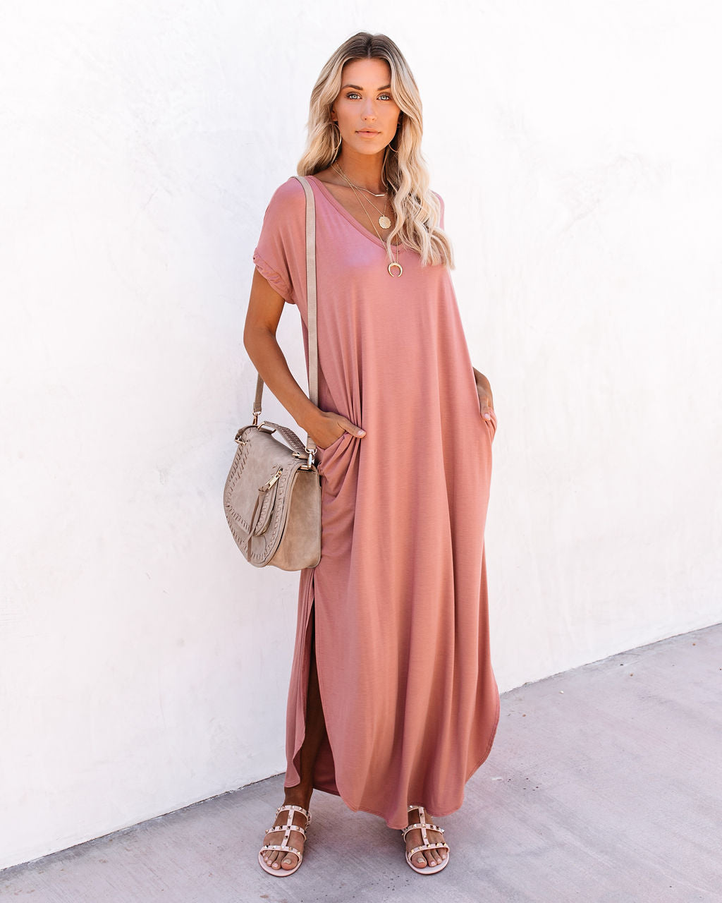 Farmers Market Pocketed Modal Maxi Dress - Marsala