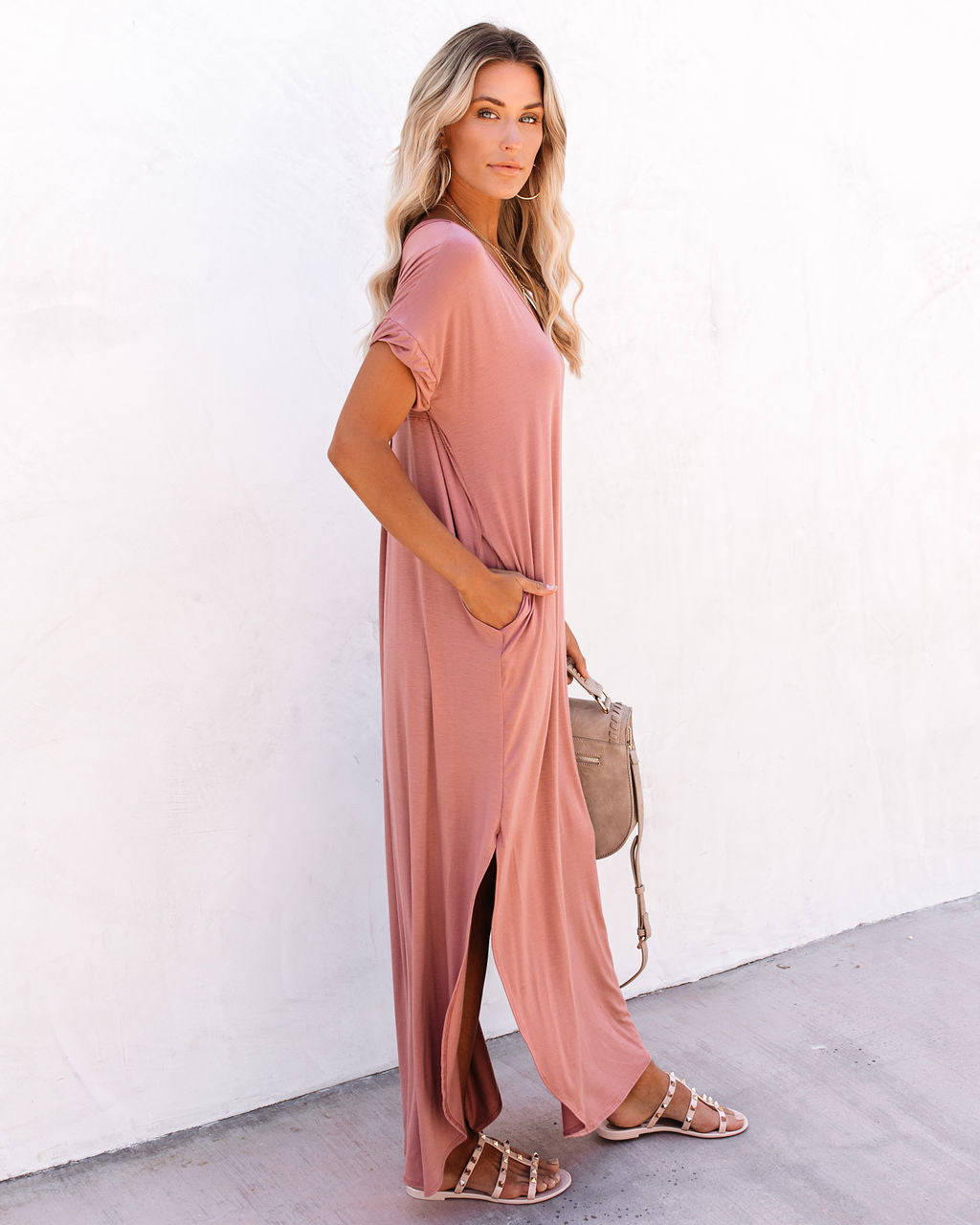 Farmers Market Pocketed Modal Maxi Dress - Marsala