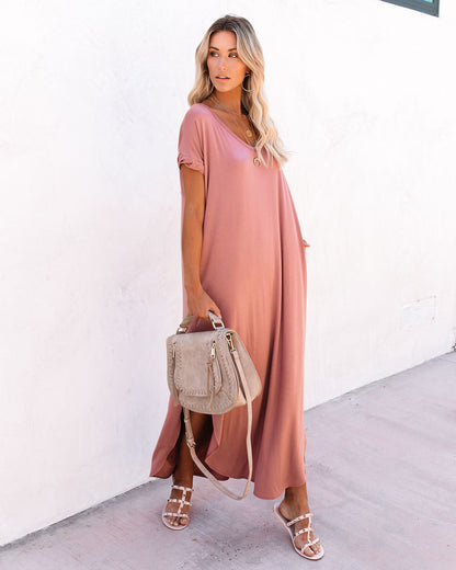 Farmers Market Pocketed Modal Maxi Dress - Marsala