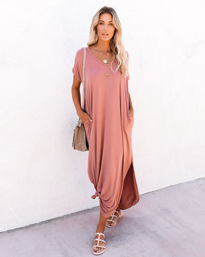 Farmers Market Pocketed Modal Maxi Dress - Marsala