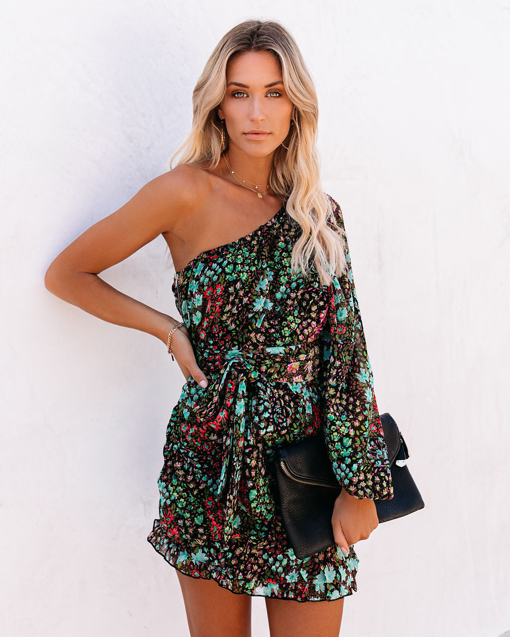 Fun In The Sun Floral One Shoulder Dress