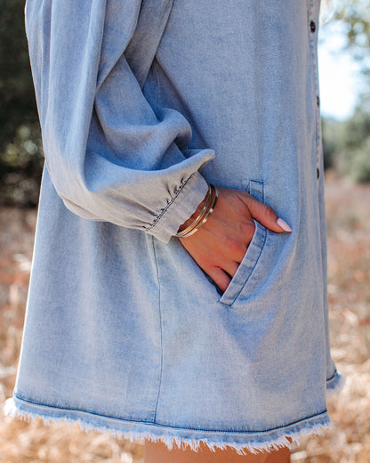 Goldendale Pocketed Chambray Button Down Tunic