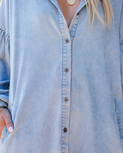 Goldendale Pocketed Chambray Button Down Tunic