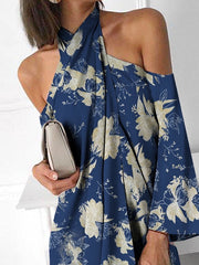 Halter A-Line Casual Long Sleeve Dresses