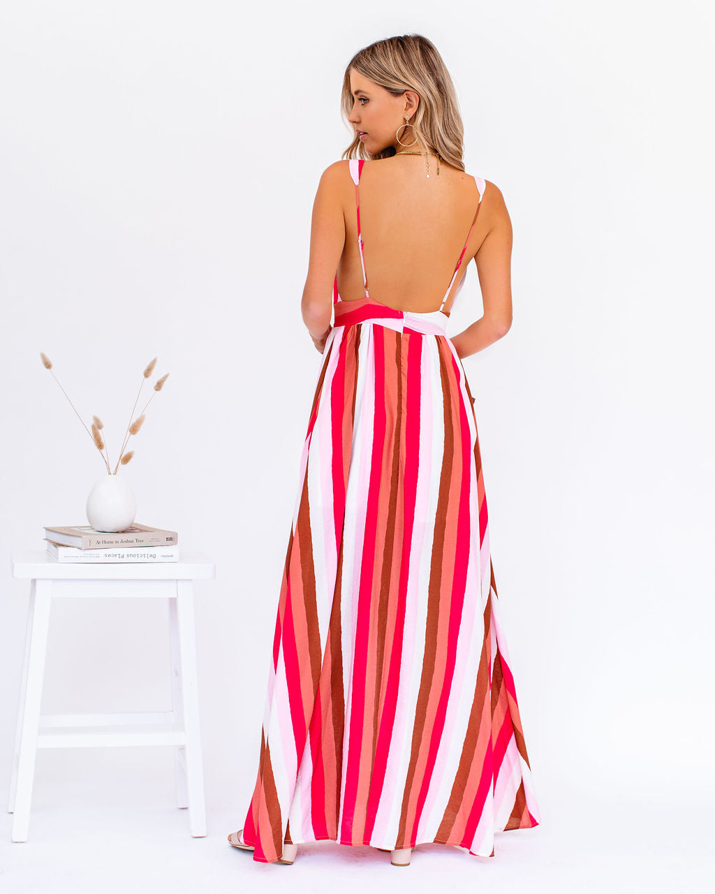 Happy Hues Striped Tie Front Maxi Dress