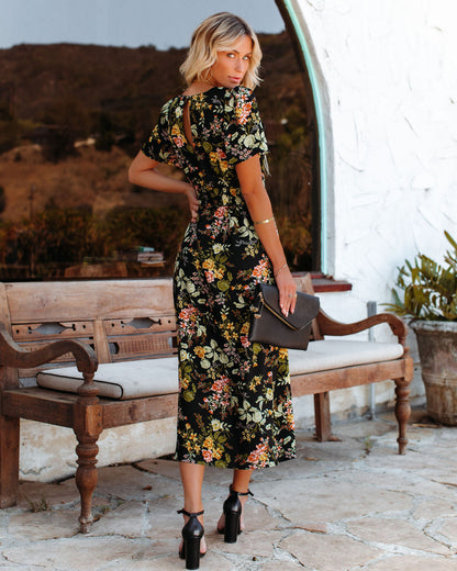 Jaune Floral Slit Midi Dress