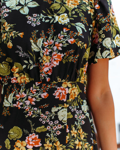 Jaune Floral Slit Midi Dress