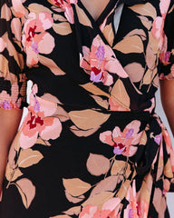 Kassidy Floral Wrap Maxi Dress - Black Multi