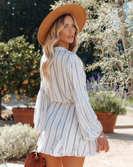 Kona Striped Adjustable Balloon Sleeve Dress